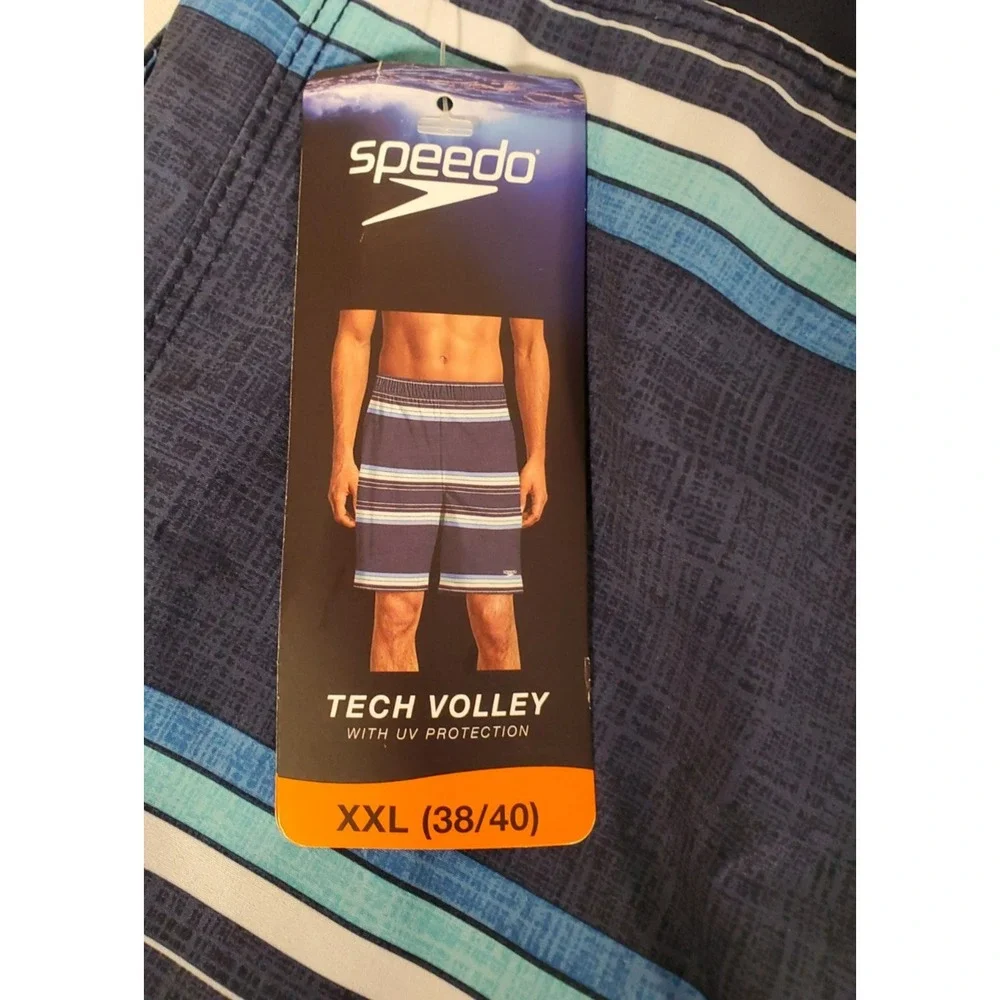 Speedo Men's 2XL- XXL (38/40) Blue Swim Trunks Board Shorts‎ NWT
